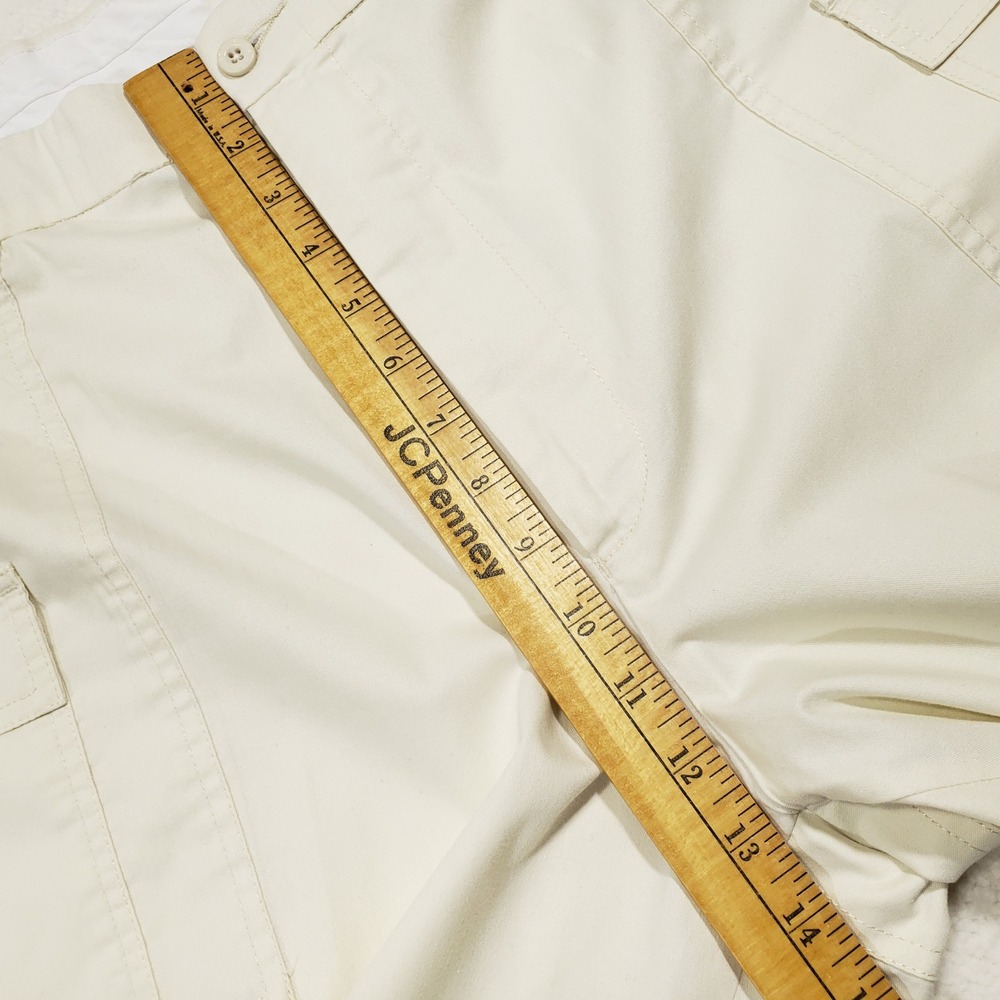 Sportif USA Cargo Shorts Mens 46 Ivory Off White Stretch Utility Hiking Pockets - Picture 5 of 8